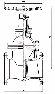 Z45H德標法蘭閘閥外形結(jié)構(gòu)圖