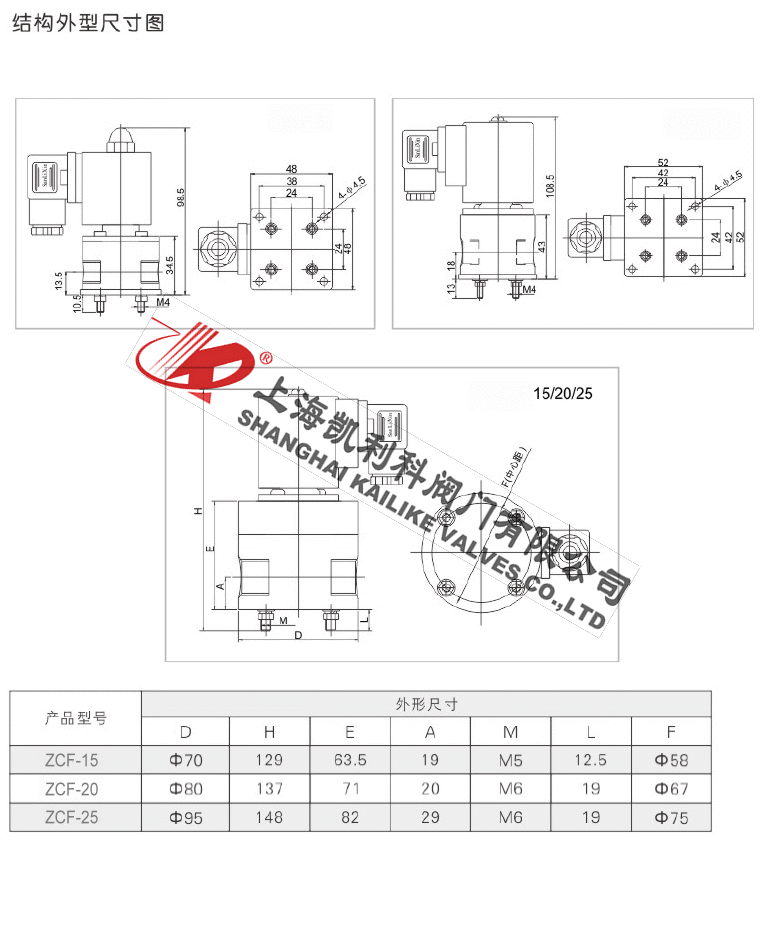 ZCF塑料電磁閥結(jié)構(gòu)尺寸圖